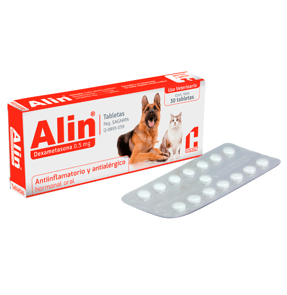 Alin veterinario 0.5 mg  30 tabletas ( dexamentasona )