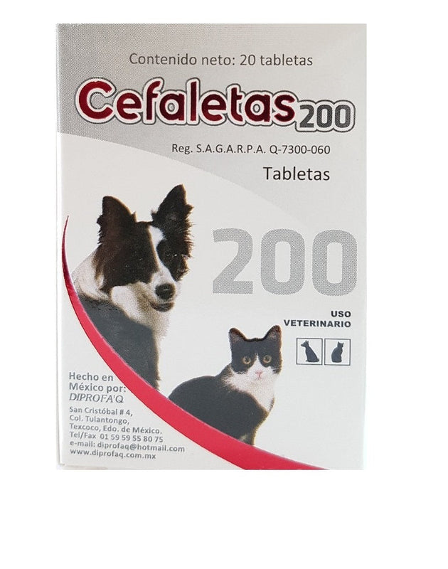 Cefaletas  200 mg 20 Tabletas ( Cefalexina - Meloxicam )