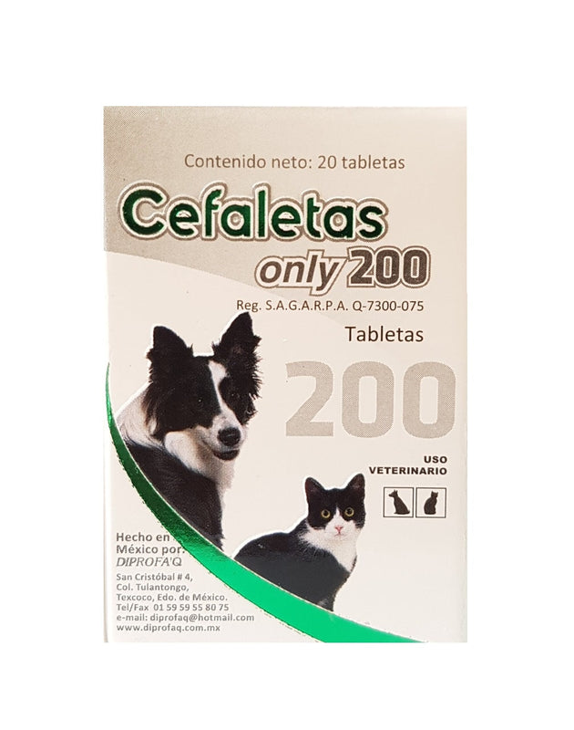 Cefaletas Only 200 mg 20 Tabletas ( Cefalexina )