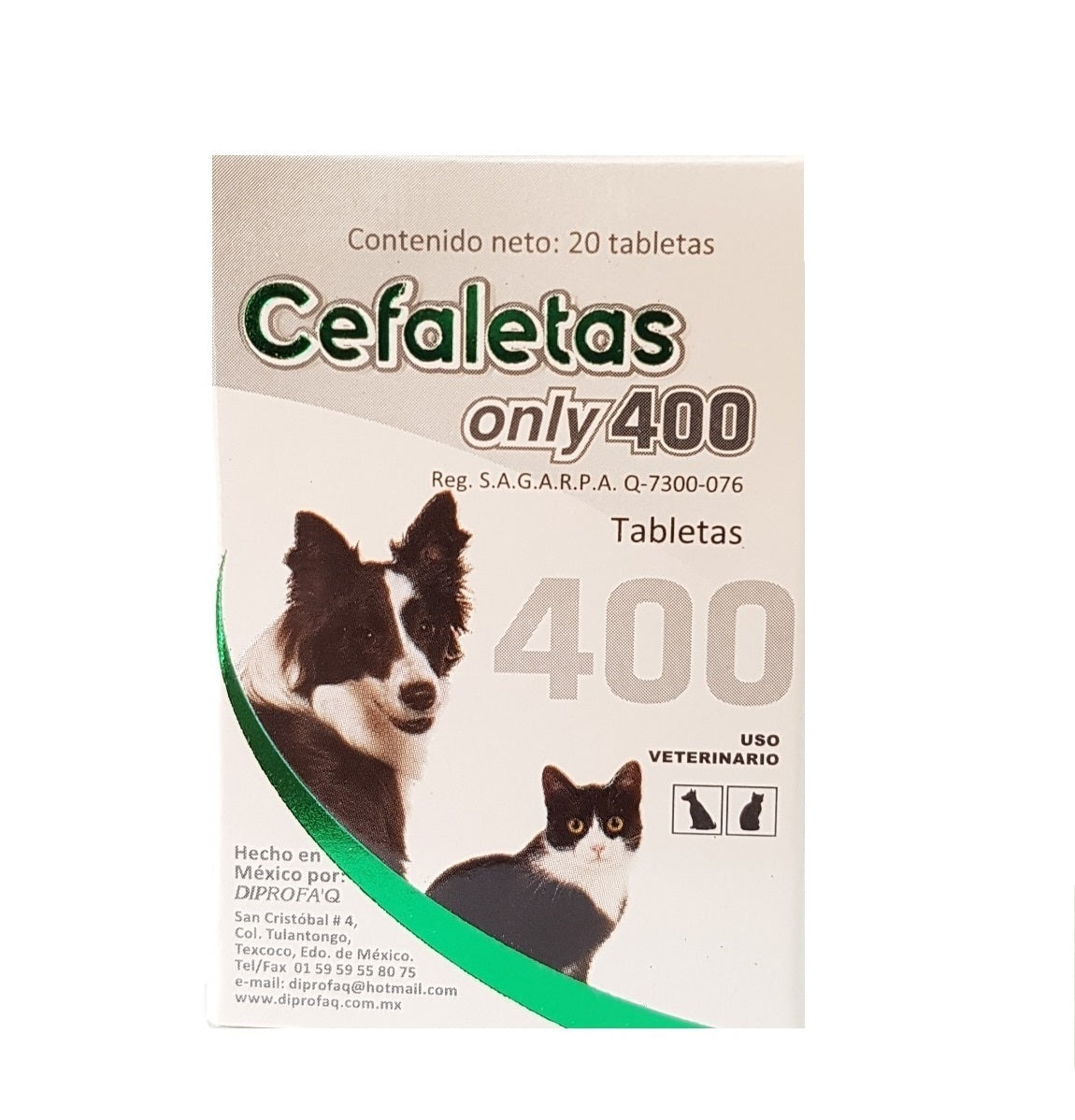 Cefaletas Only 400 mg 20 Tabletas ( Cefalexina )