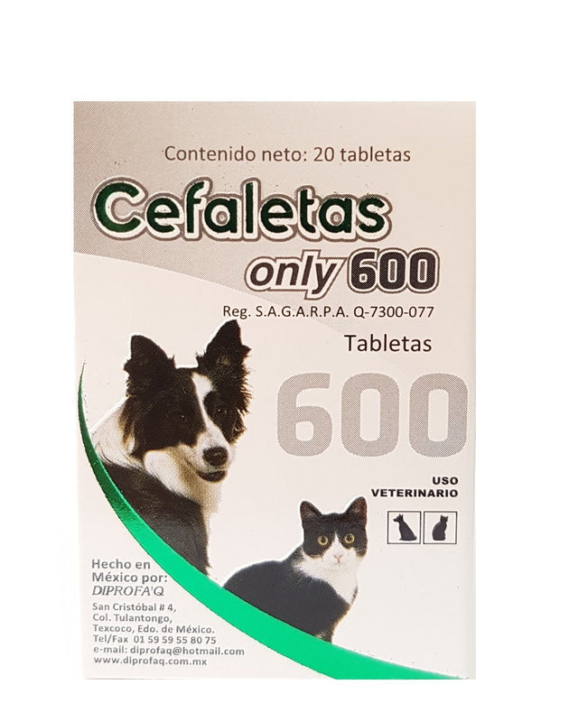 Cefaletas Only 600 mg 20 Tabletas ( Cefalexina )