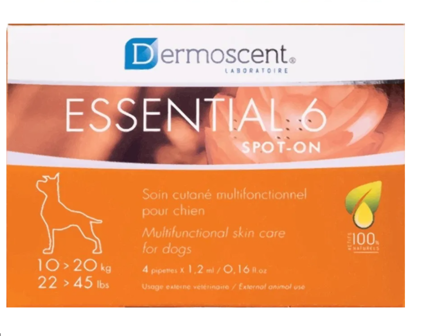 Dermoscent Essential 6 Spot-on  10 a 20 kg ( 4 pipetas  1.2 mL)