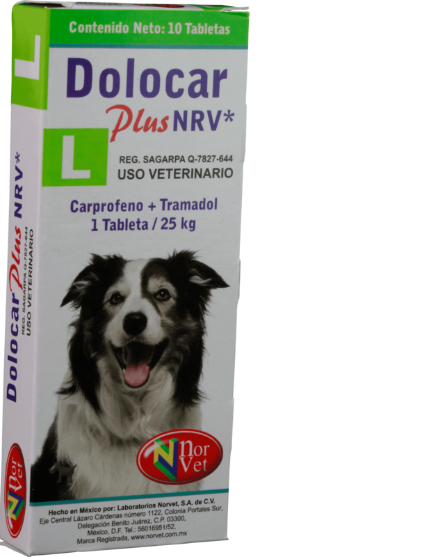 Dolocar Plus L NRV 10 tabletas  ( Carprofeno + Tramadol) 25 kg