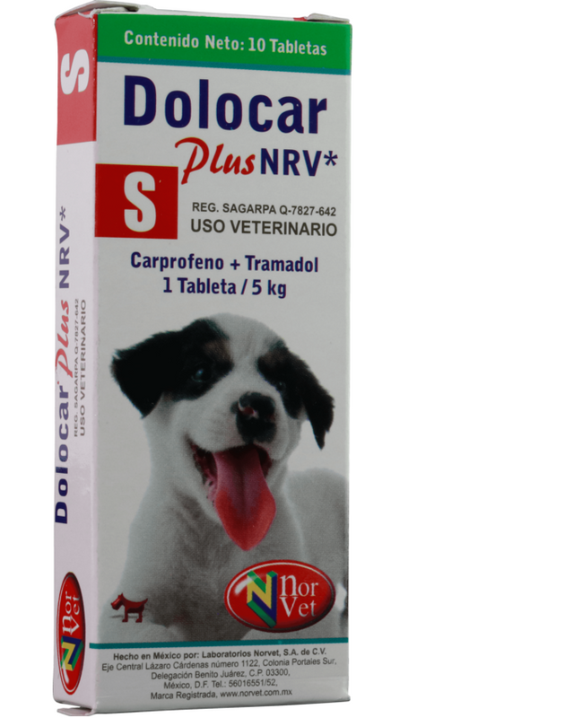 Dolocar Plus S NRV 10 tabletas  ( Carprofeno + Tramadol) 5 kg