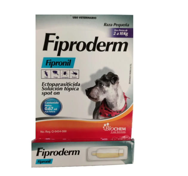 Fiproderm 0.67 mL razas pequeñas ( pipeta para pulgas y garrapatas )