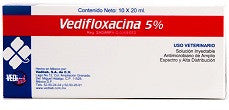 Vedifloxacina 5% Inyectable Caja con 10 frascos de 20 ml