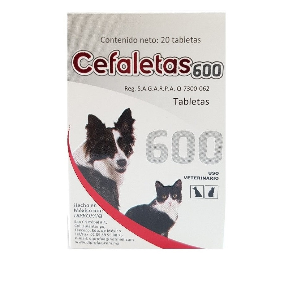 Cefaletas  600 mg 20 Tabletas ( Cefalexina - Meloxicam )