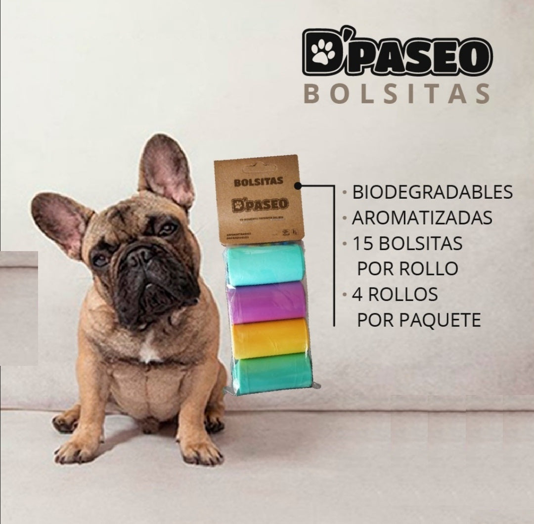 Bolsa biodegradable aromatizada DPASEO ( Paquete con 4 rollos )